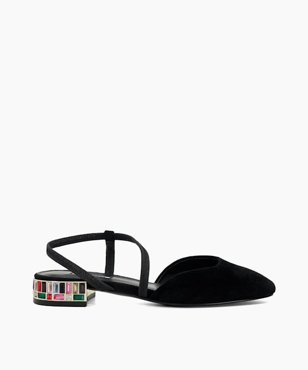 dune london Collectable - Black Jewel Embellished Low Heel Slingback