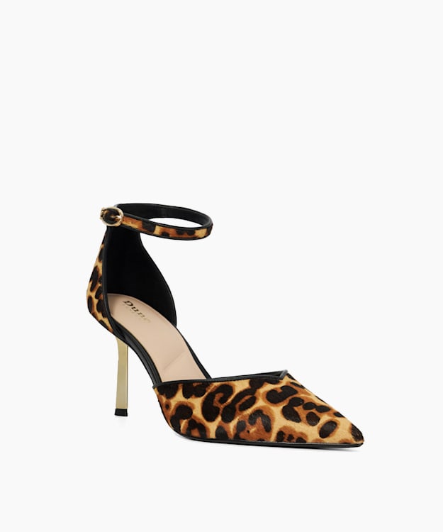 Dune London Colly - Leopard Ankle Strap Emerald Heel Court Shoes