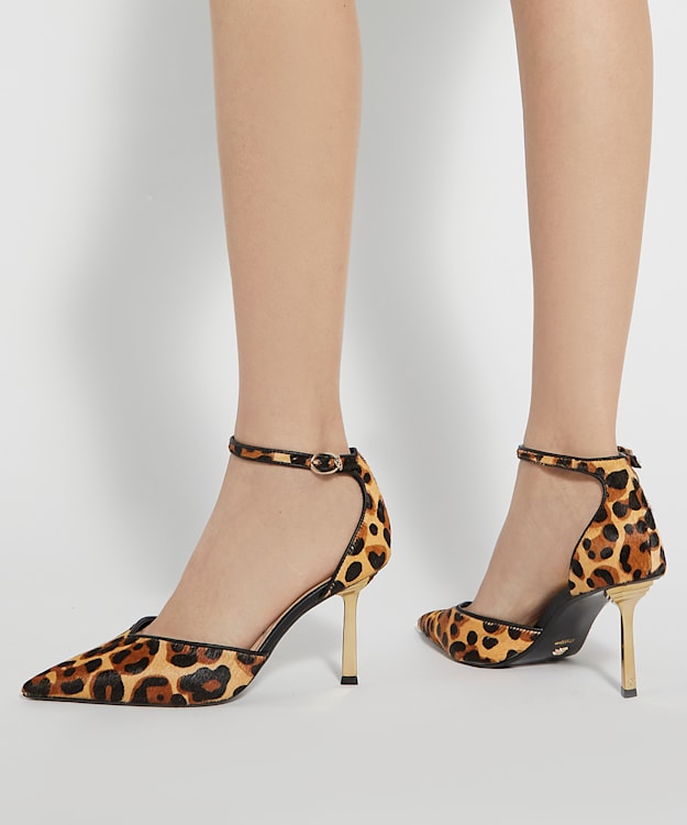 Dune London Colly - Leopard Ankle Strap Emerald Heel Court Shoes