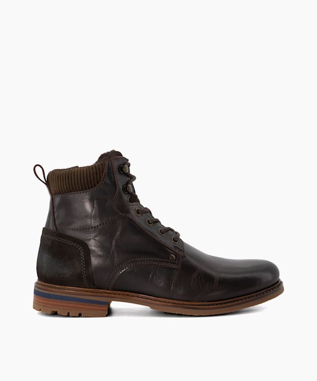 dune london Coltonn - Dark Brown Casual Leather Lace-Up Boots