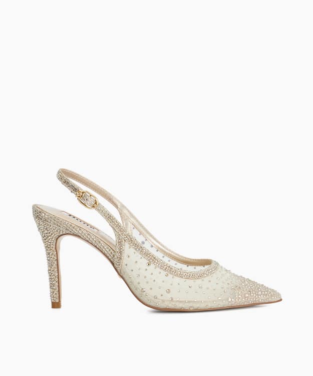 dune london Compassionate - Gold Sling Back Hotfix Courts