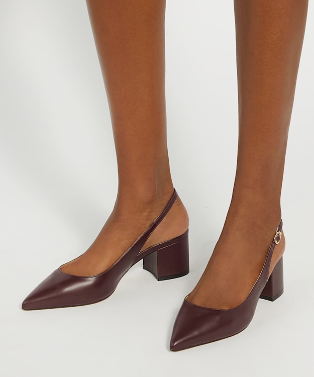 Dune London Compelled - Burgundy Pointed Toe Slingback Court Shoes