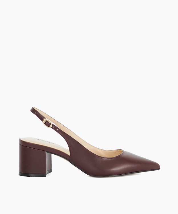 dune london Compelled - Burgundy Pointed Toe Slingback Court Shoes