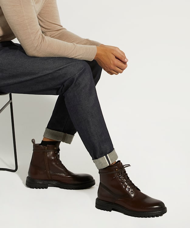 Dune London Concepts - Brown Casual Leather Lace-Up Boots