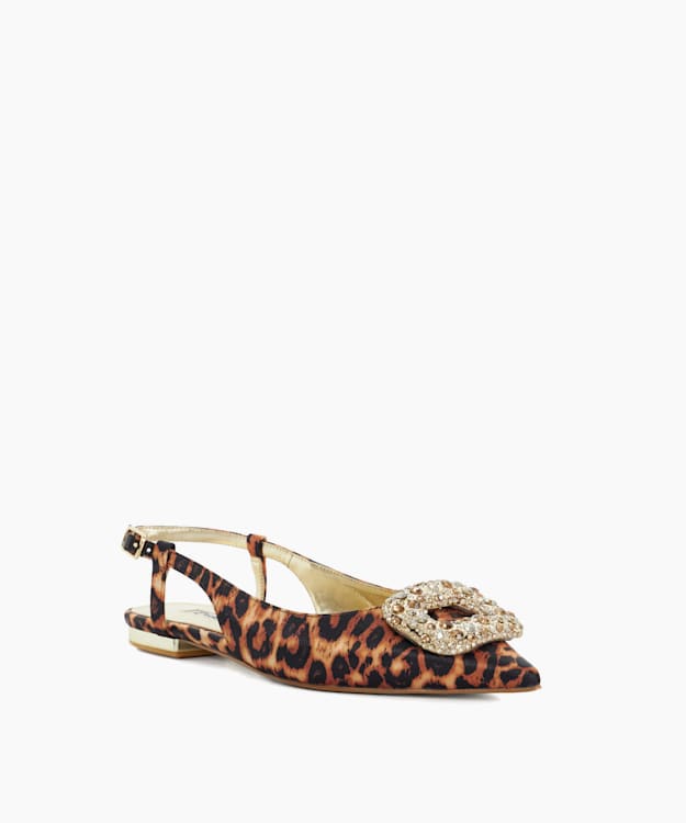 Dune London Confidence - Leopard Solitaire Sling Back Flats