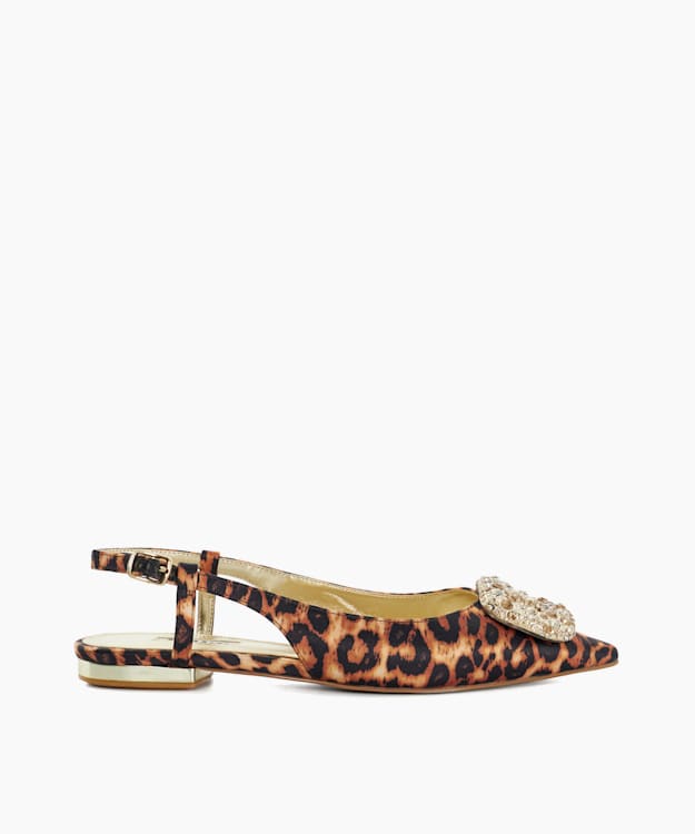 dune london Confidence - Leopard Solitaire Sling Back Flats
