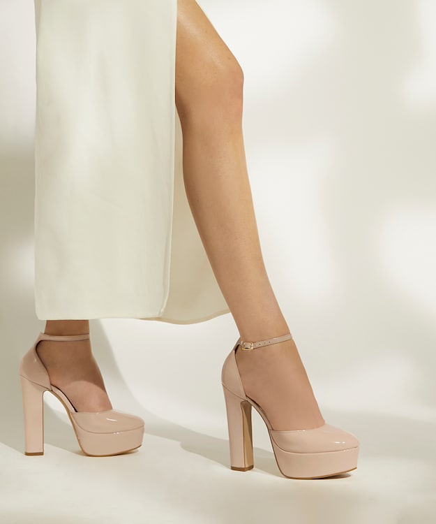 Dune London Contest - Nude Patent-Leather Platform Mary Jane Shoes