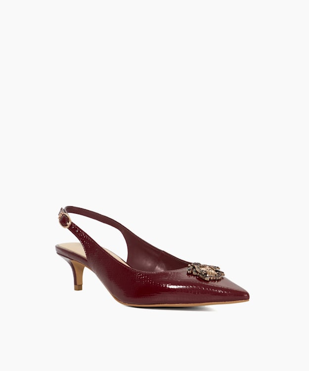 Dune London Context - Burgundy Dune Bug Embellished Kitten Heels