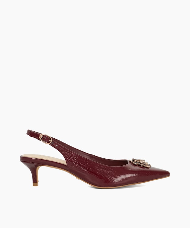 dune london Context - Burgundy Dune Bug Embellished Kitten Heels