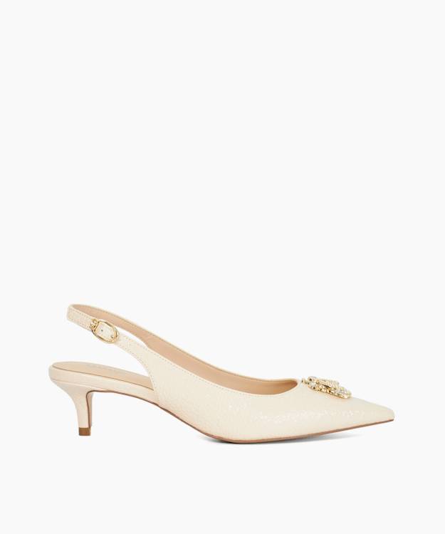 dune london Context - Ecru Dune Bug Embellished Kitten Heels