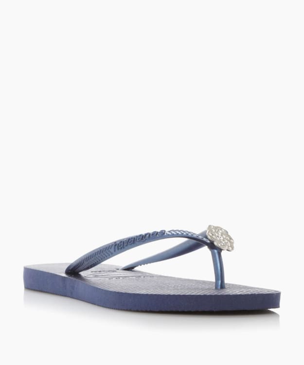 dune london Crystal Flip Flops - Navy Havaianas Slim Crystal Embellished Flip Flops