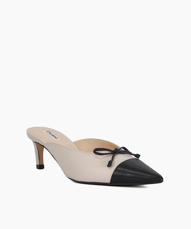 Dune London Cultivate - Ecru Leather Pointed Toe Slip On Heels