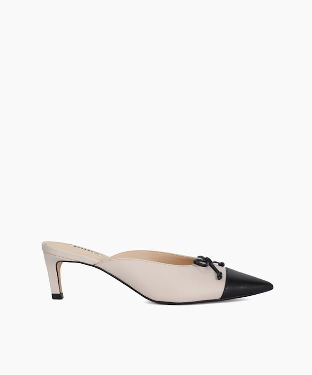 dune london Cultivate - Ecru Leather Pointed Toe Slip on Heels