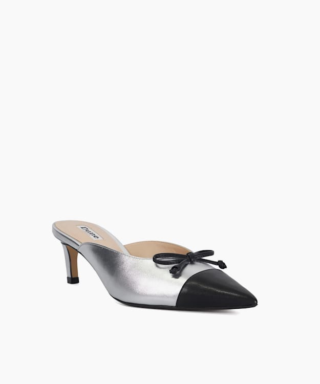 Dune London Cultivate - Silver Leather Pointed Toe Slip On Heels