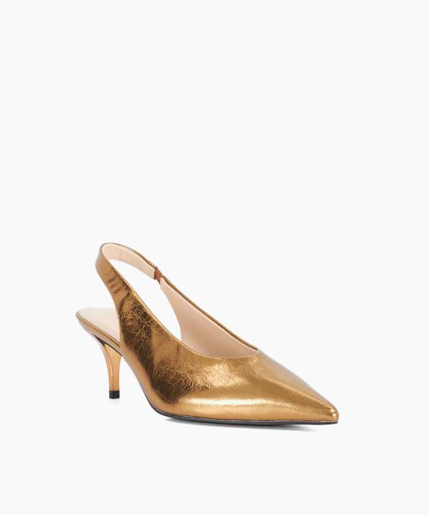 Dune London Cyra - Bronze Sling-Back Mid Height Open Court Shoes