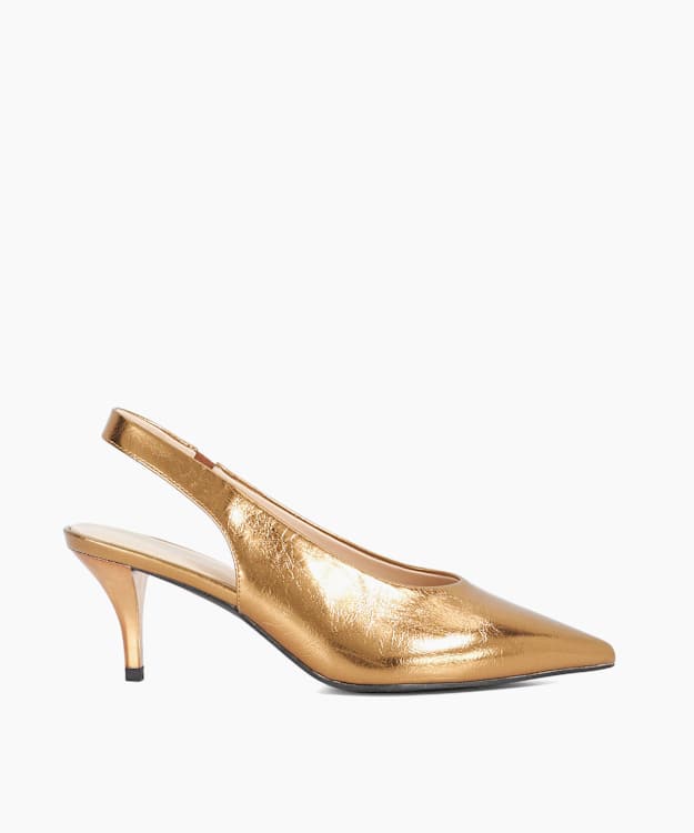 dune london Cyra - Bronze Sling-Back Mid Height Open Court Shoes