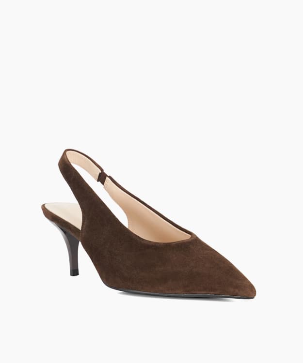 Dune London Cyra - Brown Sling-Back Mid Height Open Court Shoes