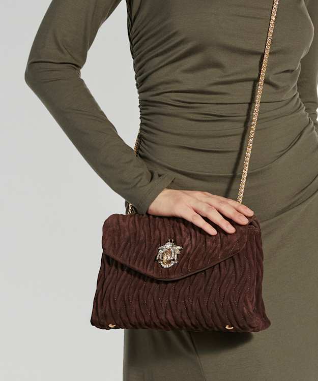Dune London Darling - Dark Brown Quilted Leather Cross Body Bag