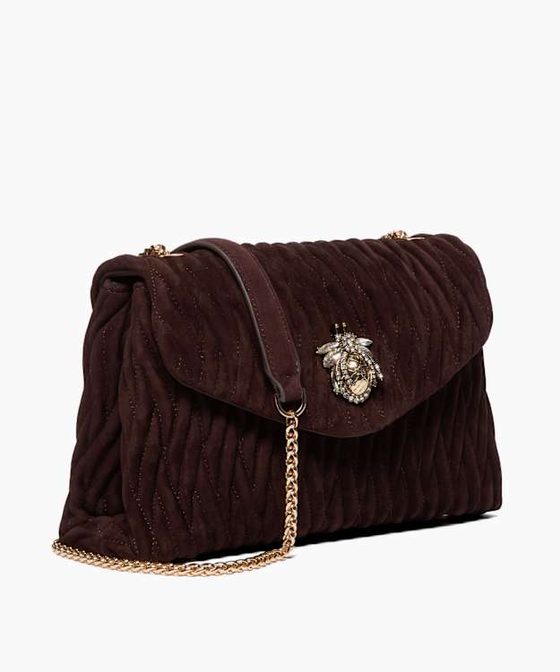 Dune London Darling - Dark Brown Quilted Leather Cross Body Bag