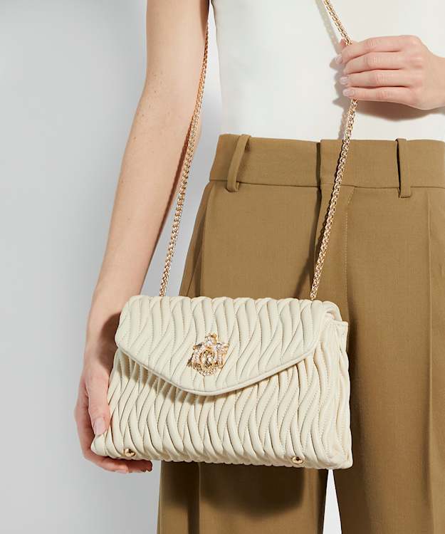 Dune London Darling - Ecru Quilted Leather Cross Body Bag