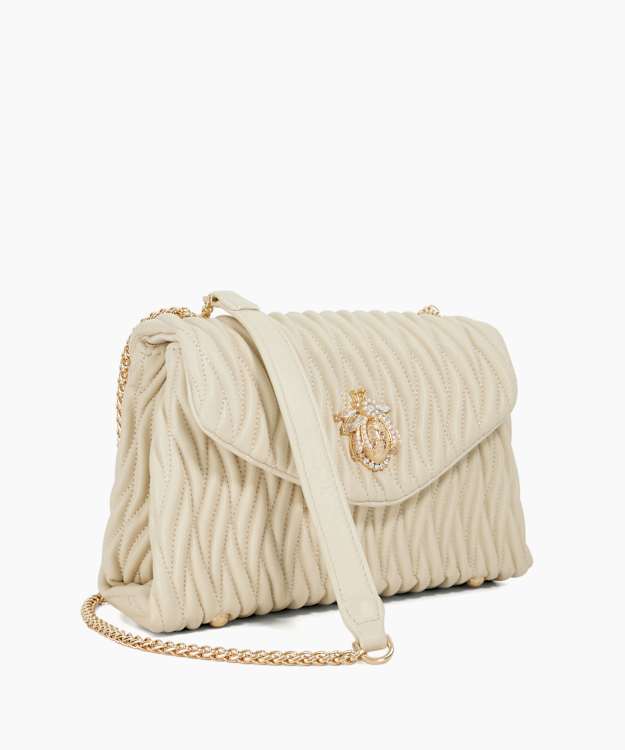 Dune London Darling - Ecru Quilted Leather Cross Body Bag