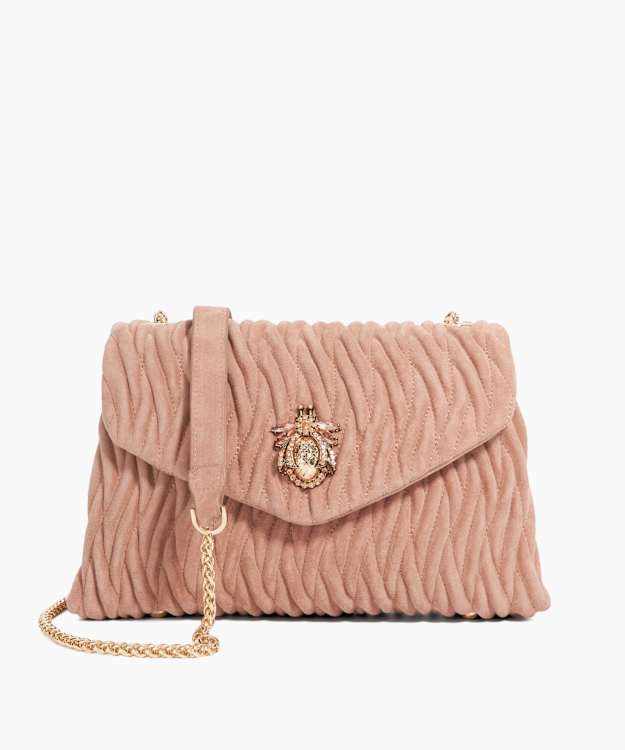 dune london Darling - Mink Quilted Leather Cross Body Bag