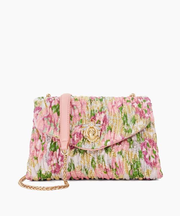 dune london Darling - Pink Quilted Floral Cross Body Bag