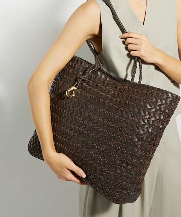 Dune London Daxon - Dark Brown Textured Leather Tote Bag