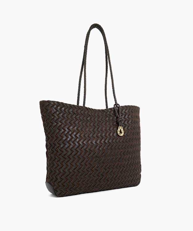 Dune London Daxon - Dark Brown Textured Leather Tote Bag