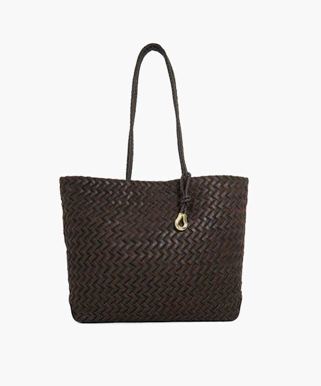 dune london Daxon - Dark Brown Textured Leather Tote Bag