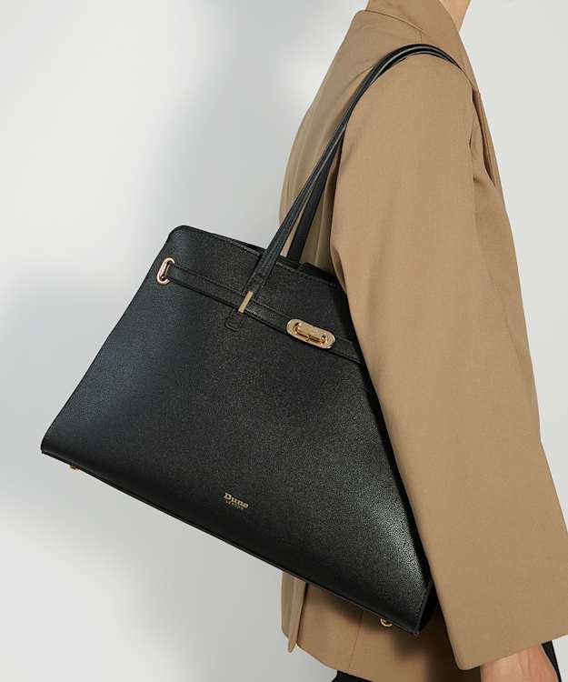 Dune London Define - Black Long Handle Leather Shoulder Bag