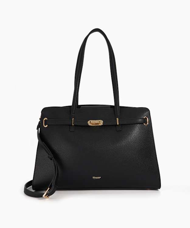 dune london Define - Black Long Handle Leather Shoulder Bag