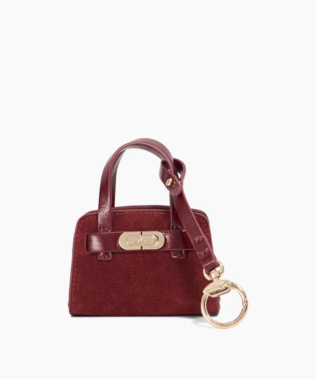 dune london Define Xs - Burgundy Mini Suede Bag Charm