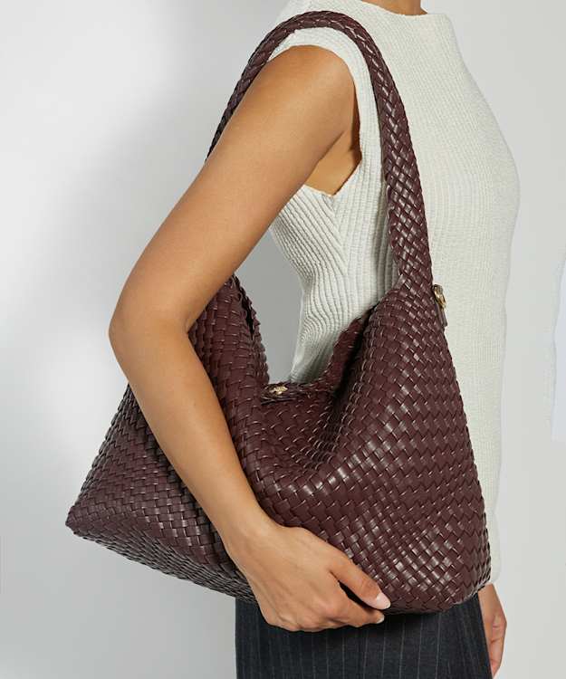 Dune London Deliberate L - Burgundy Woven Shoulder Bag