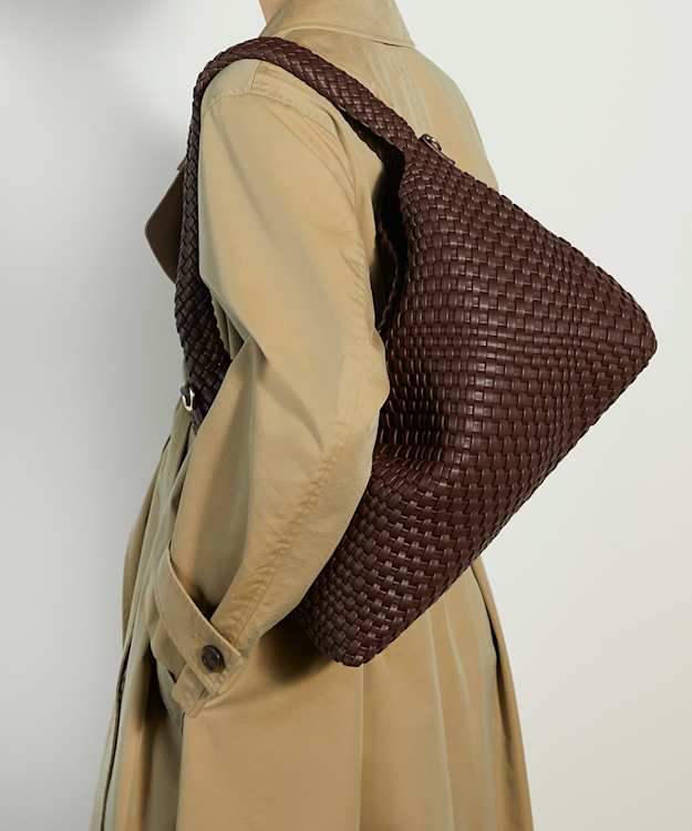Dune London Deliberate L - Chocolate Woven Shoulder Bag