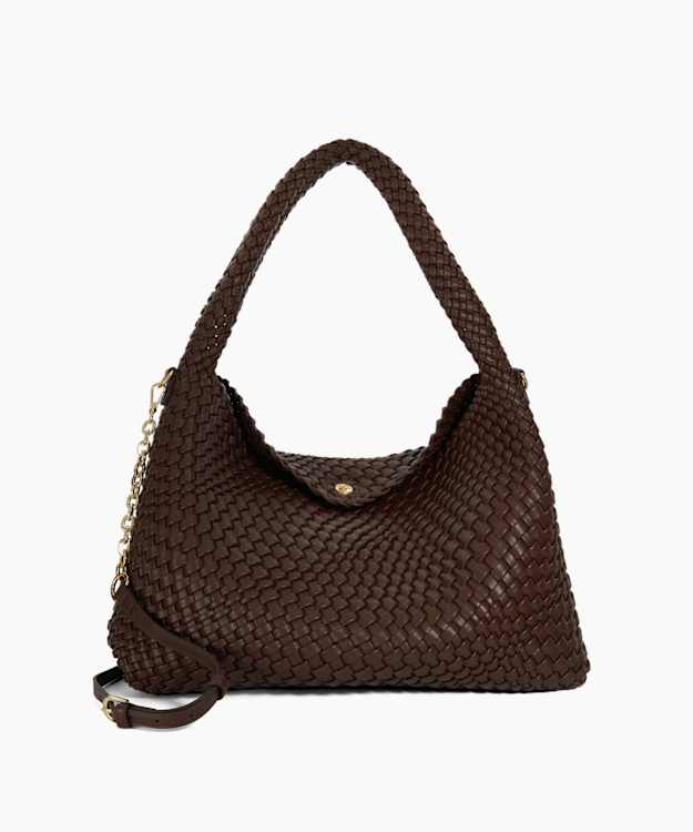 dune london Deliberate L - Chocolate Woven Shoulder Bag