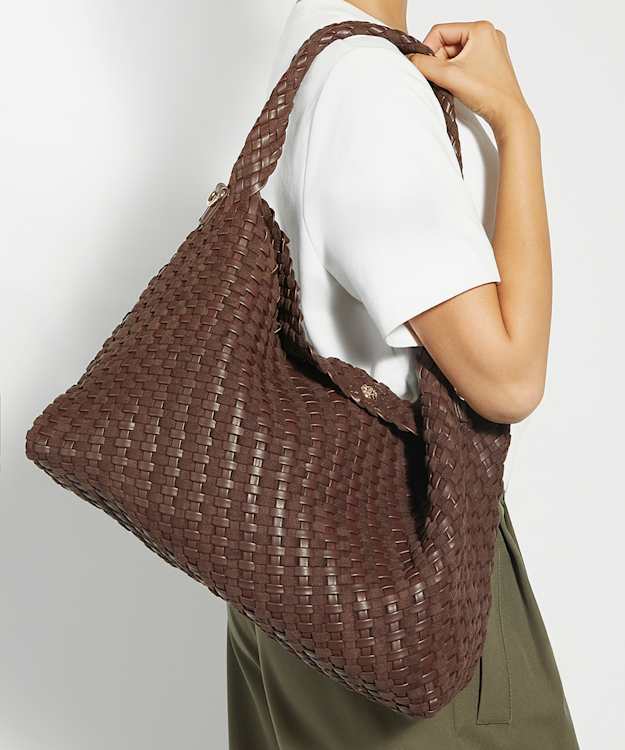 Dune London Deliberate L - Dark Brown Woven Shoulder Bag