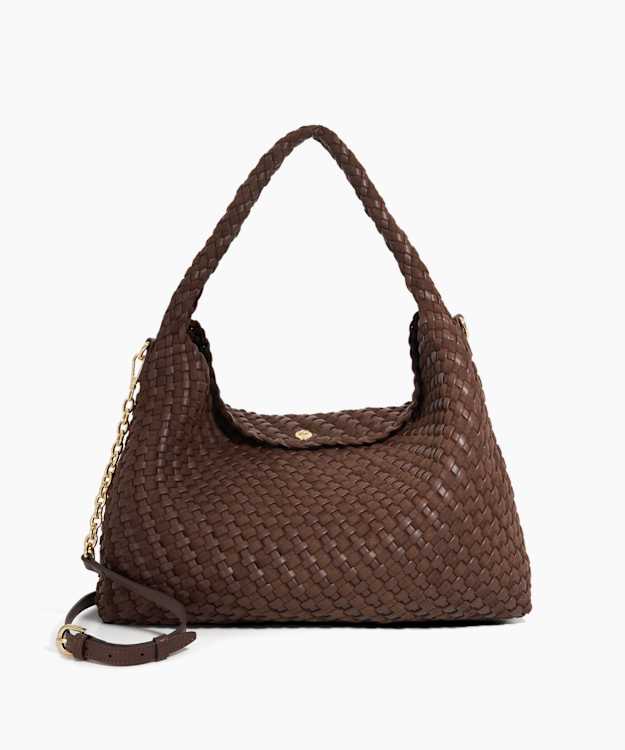 dune london Deliberate L - Dark Brown Woven Shoulder Bag