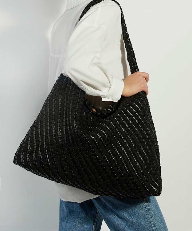 Dune London Deliberate XL - Black Extra Large Woven Shoulder Bag