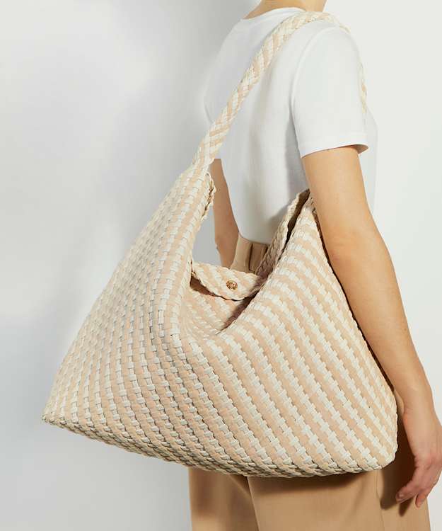 Dune London Deliberate XL - Cream Extra Large Woven Shoulder Bag