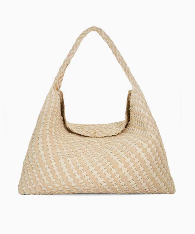 dune london Deliberate XL - Cream Extra Large Woven Shoulder Bag