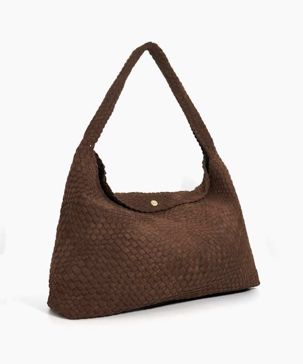 Dune London Deliberate Xl - Dark Brown Extra Large Woven Shoulder Bag