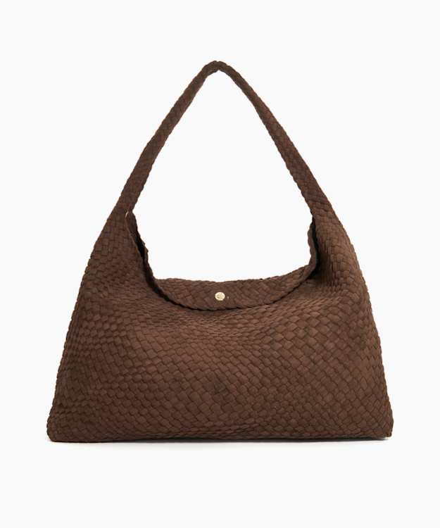 dune london Deliberate Xl - Dark Brown Extra Large Woven Shoulder Bag