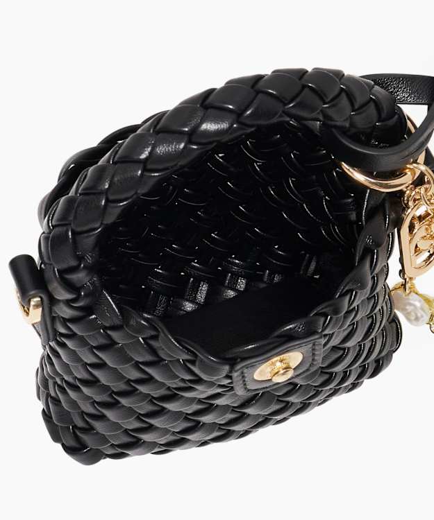 Dune London Deliberate XS Bag Charm - Black Extra Small Woven Bag Charm