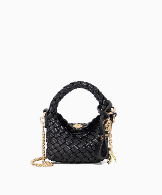 dune london Deliberate XS Bag Charm - Black Extra Small Woven Bag Charm