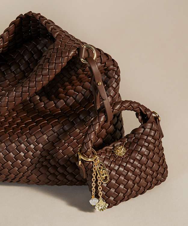 Dune London Deliberate XS Bag Charm - Dark Brown Extra Small Woven Bag Charm