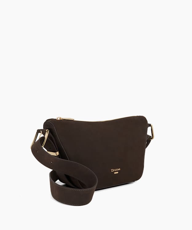 Dune London Delicately - Dark Brown Suede Shoulder Bag
