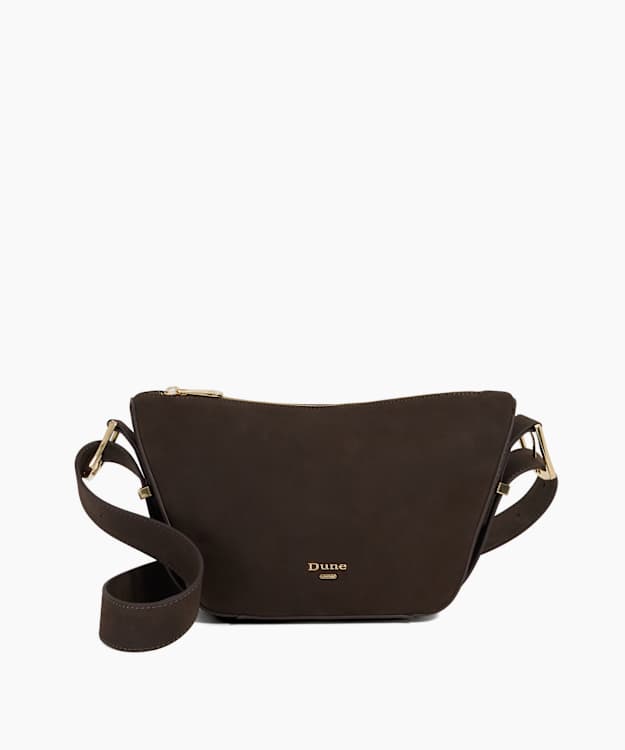 dune london Delicately - Dark Brown Suede Shoulder Bag