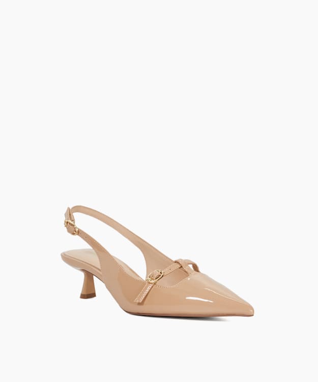 Dune London Deserving - Caramel Pointed Toe Slingback Kitten Heels