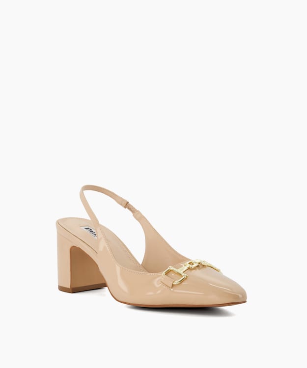 Dune London Detailed - Blush Snaffle-Trim Heeled Slingback Courts
